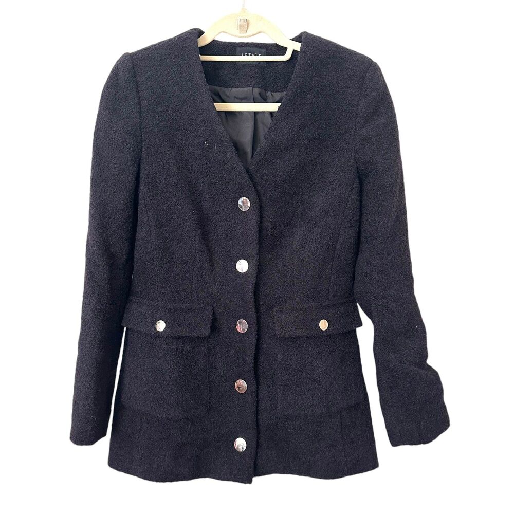 1. STATE Classic‎ Buttoned Peacoat Black NWOT Small